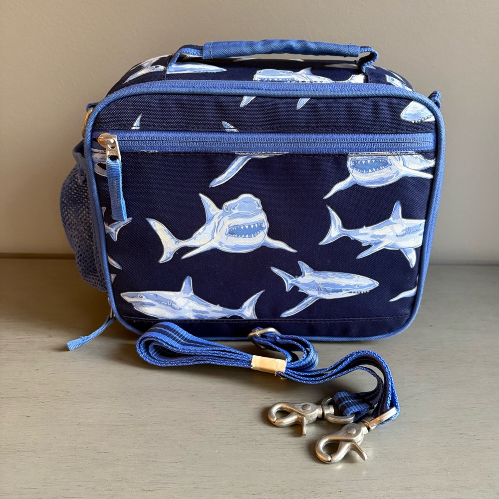 Pottery Barn Kids Mackenzie Adaptive Lunch Bag Box Blue Shark Glows The Dark